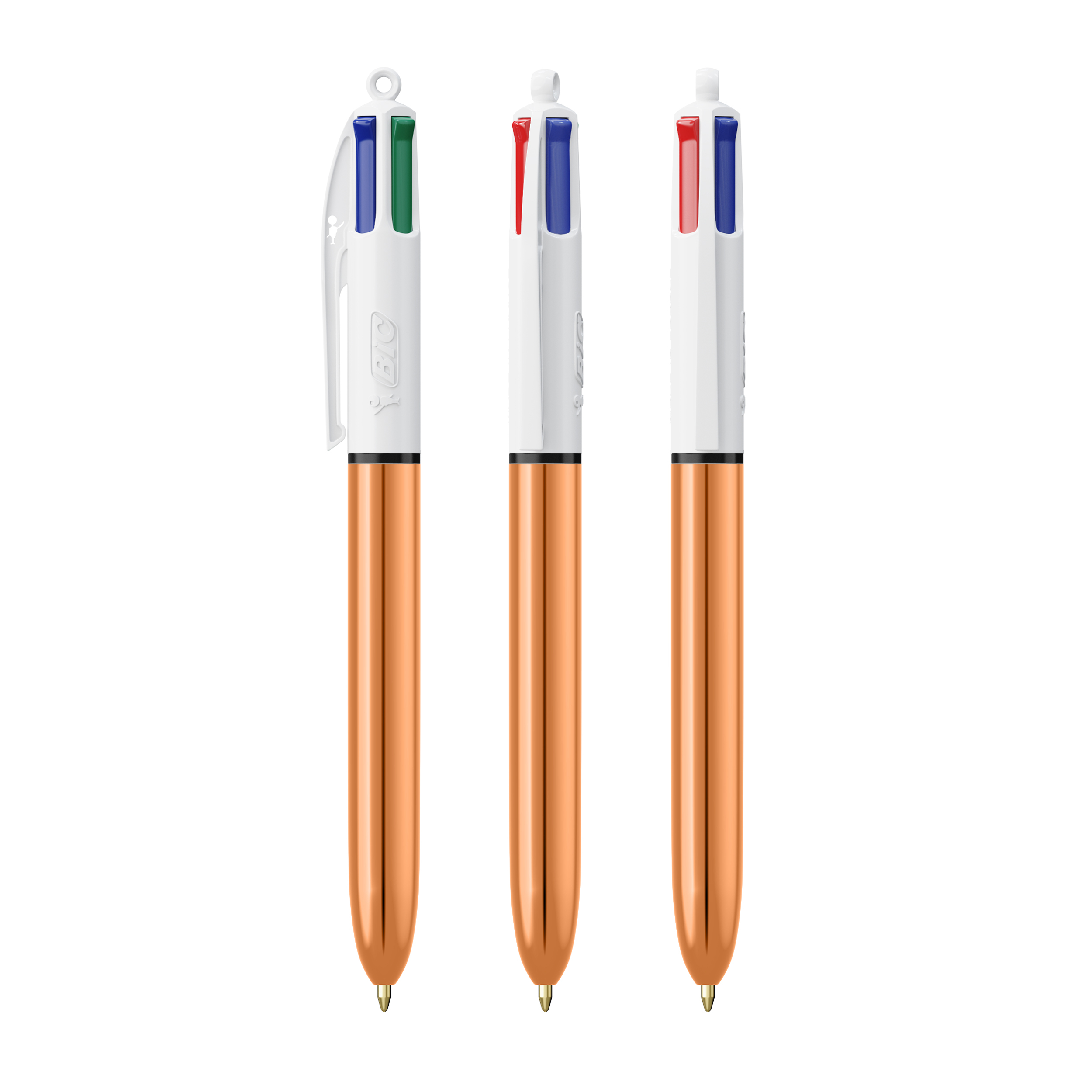 Stylo bille 4 couleurs publicitaire BIC® Shine Blanc / Rose Gold